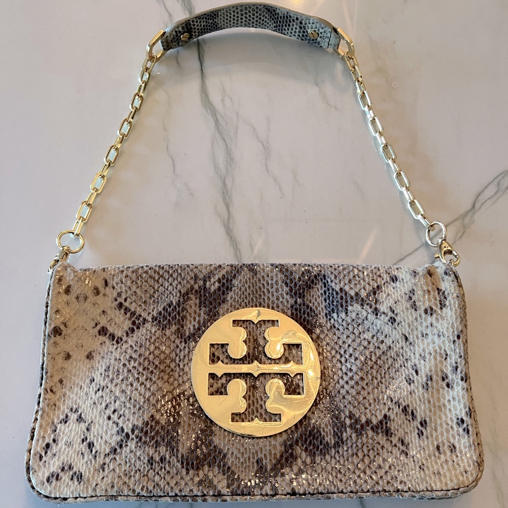 Tory Burch Python Snake Skin Clutch